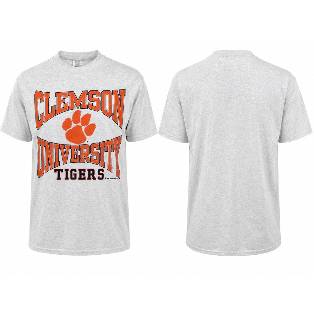 Vintage‎ 1990 Clemson University Tigers T-Shirt Logo Motion Gray Single Stitch L
